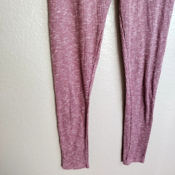 Gymshark Womens Slounge Ribbed Leggings Joggers Small S Hi Rise Deep Plum Marl S - Picture 6 of 7